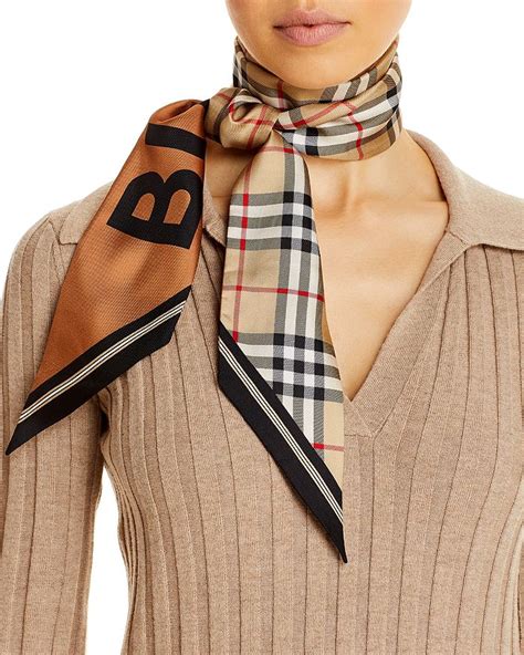 burberry vintage check & logo silk skinny scarf|burberry check high top sneakers.